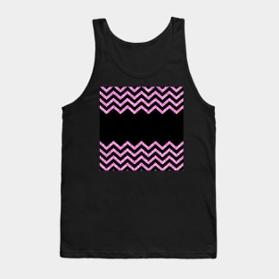 Black and Pink Glitter Chevron Design Tank Top